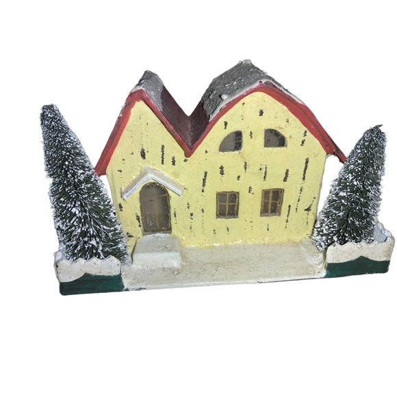 Cardboard Christmas Village House Yellow - Picture 2 of 9